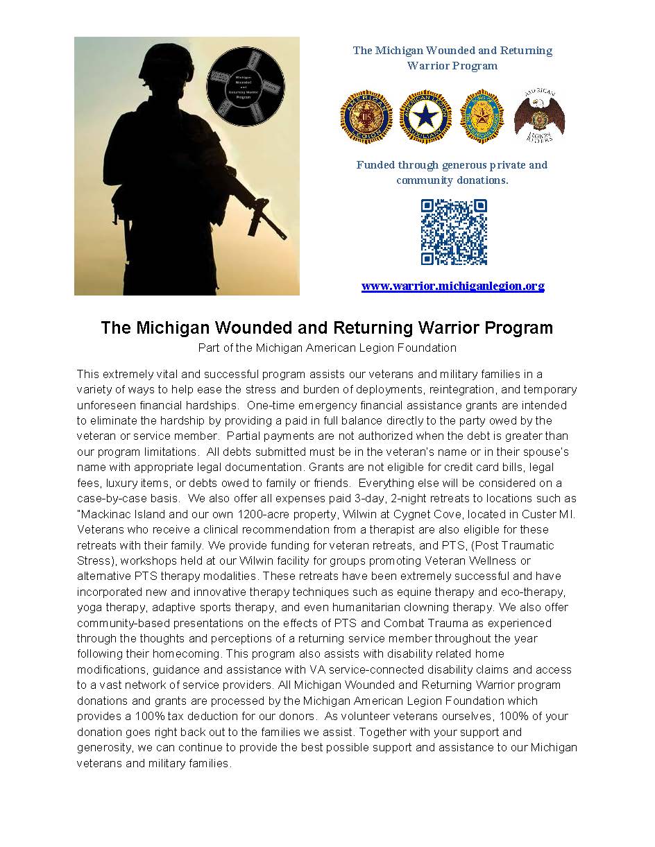 The American Legion Dept of MI Wounded and Returning Warrior 3-2024